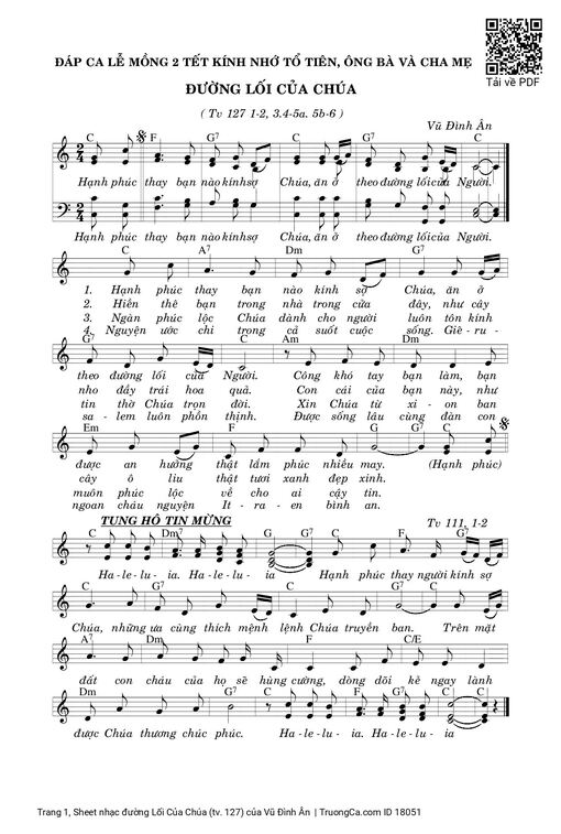 Sheet nhạc PDF bài đường Lối Của Chúa (tv. 127)