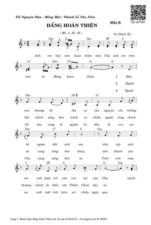 Sheet nhạc PDF bài đấng Hoàn Thiện (mt. 5)