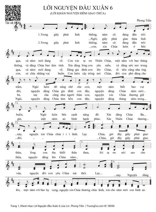Sheet nhạc PDF bài Lời Nguyện đầu Xuân 6