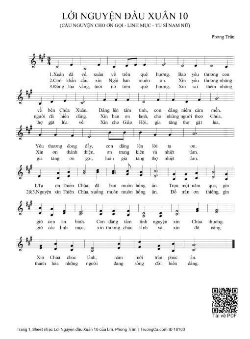 Sheet nhạc PDF bài Lời Nguyện đầu Xuân 10