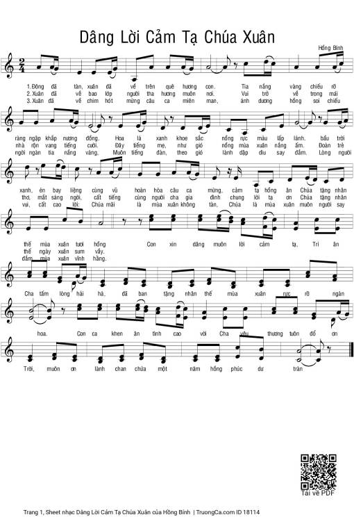 Dâng Lời Cảm Tạ Chúa Xuân