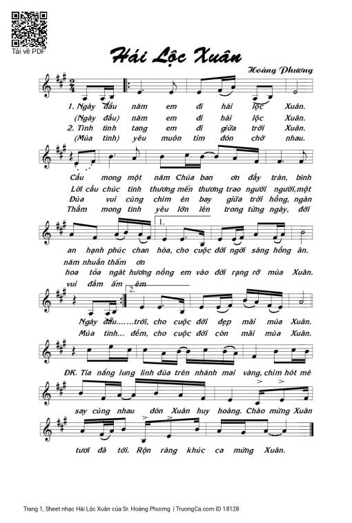 Sheet nhạc PDF bài Hái Lộc Xuân