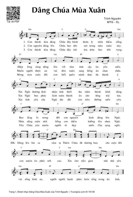 Sheet nhạc PDF bài Dâng Chúa Mùa Xuân