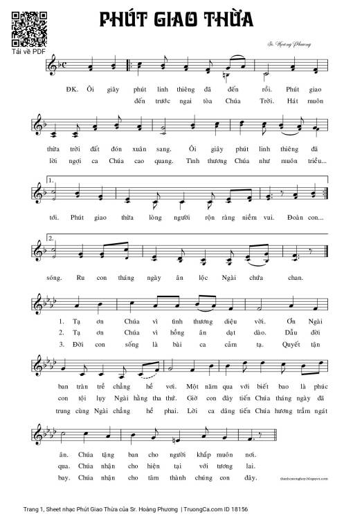 Sheet nhạc PDF bài Phút Giao Thừa