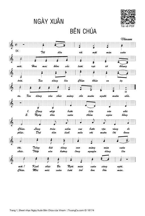 Sheet nhạc PDF bài Ngày Xuân Bên Chúa