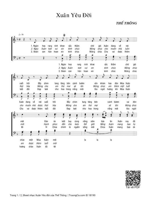Sheet nhạc PDF bài Xuân Yêu đời
