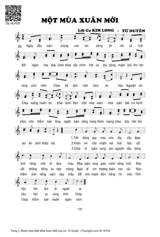Sheet nhạc PDF bài Một Mùa Xuân Mới