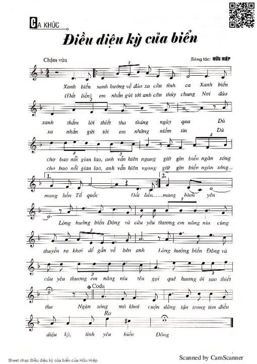 Sheet nhạc PDF bài Điều diệu kỳ của biển