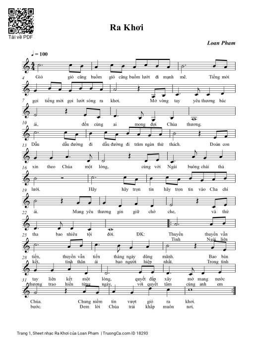 Sheet nhạc PDF bài Ra Khơi - Loan Pham