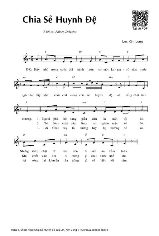 Sheet nhạc PDF bài Chia Sẻ Huynh đệ