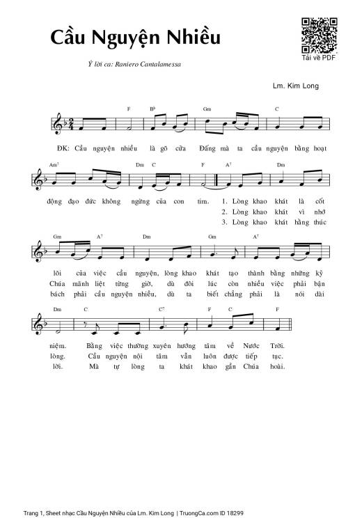 Sheet nhạc PDF bài Cầu Nguyện Nhiều