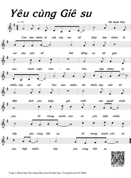 Sheet nhạc PDF bài Yêu Cùng Giêsu