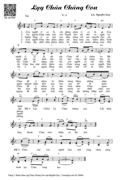 Sheet nhạc PDF bài Lạy Chúa Chúng Con