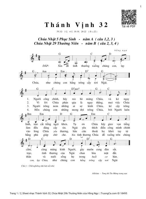 Thánh Vịnh 32, Chúa Nhật 29b Thường Niên