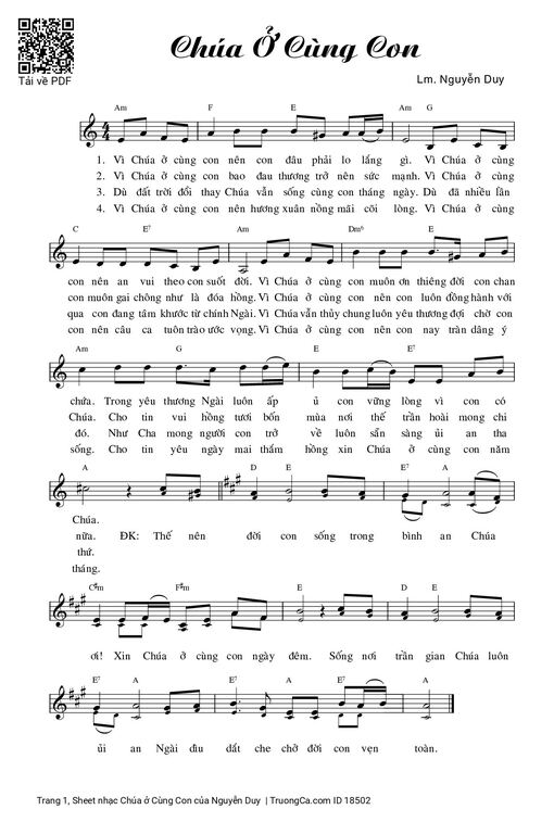 Sheet nhạc PDF bài Chúa ở Cùng Con