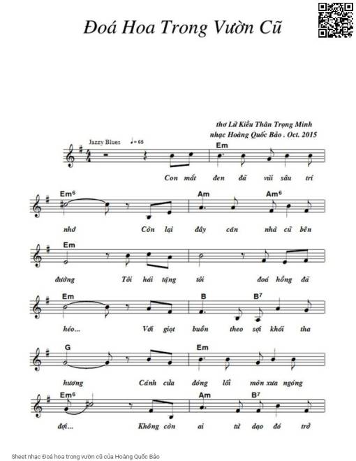 Sheet nhạc PDF bài Đoá hoa trong vườn cũ