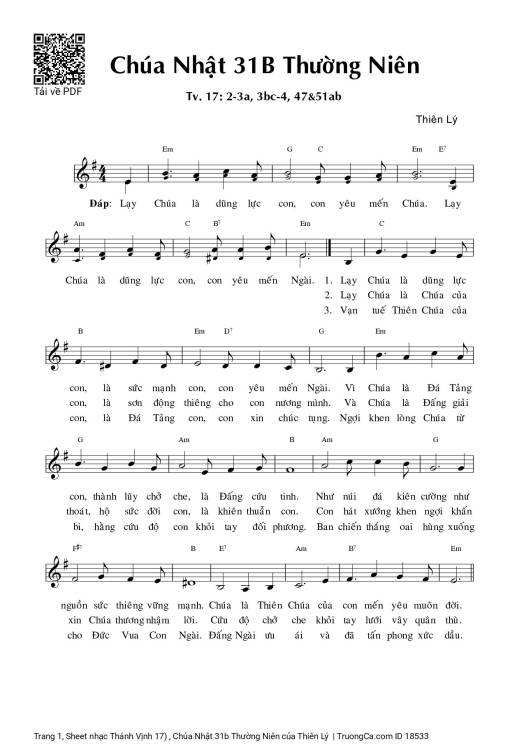 Thánh Vịnh 17, Chúa Nhật 31b Thường Niên