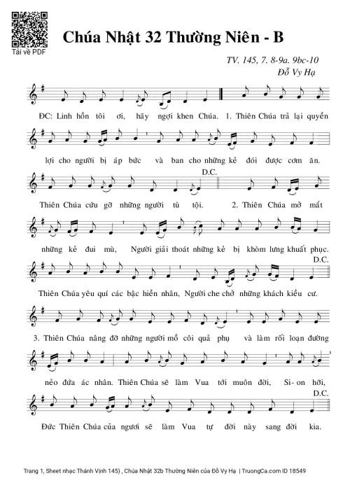 Thánh Vịnh 145) , Chúa Nhật 32b Thường Niên