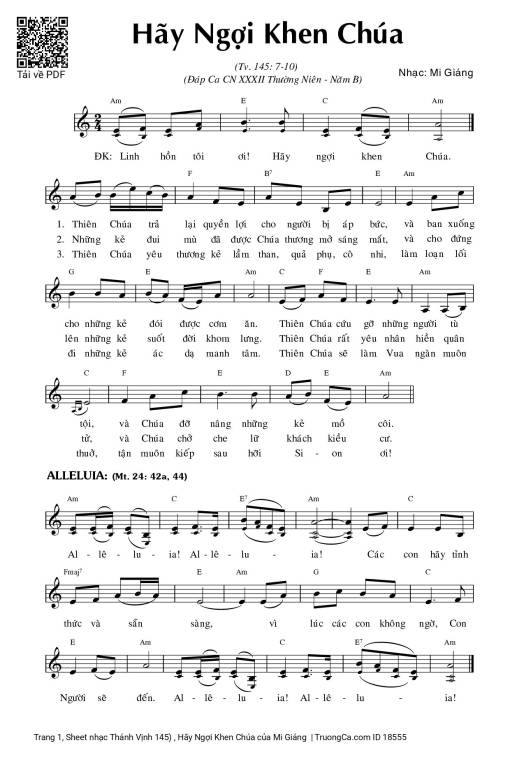 Thánh Vịnh 145, Hãy Ngợi Khen Chúa