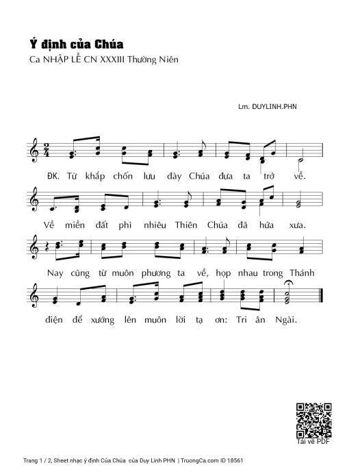 Sheet nhạc PDF bài ý định Của Chúa 