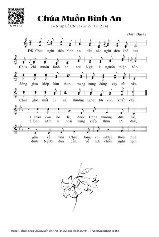 Sheet nhạc PDF bài Chúa Muốn Bình An (gr. 29)