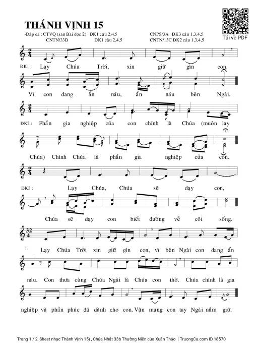 Thánh Vịnh 15, Chúa Nhật 33b Thường Niên