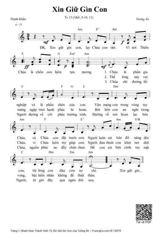 Thánh Vịnh 15, Xin Giữ Gìn Con