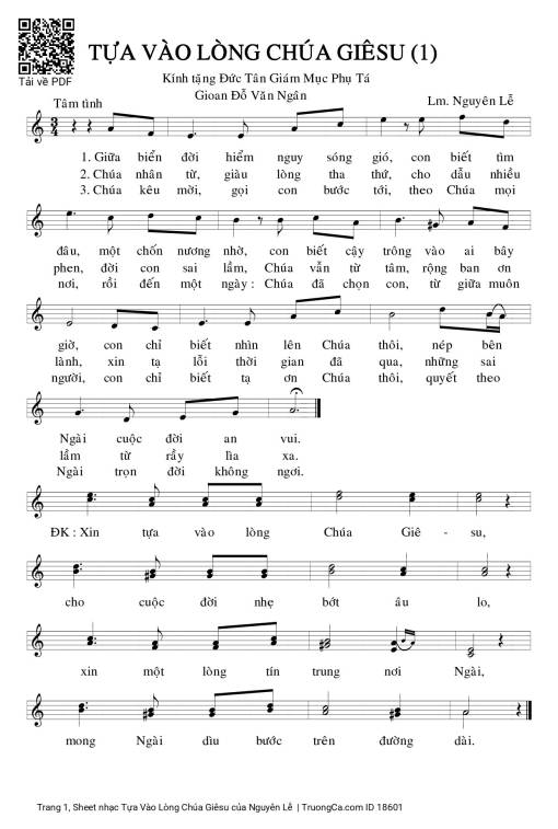 Sheet nhạc PDF bài Tựa Vào Lòng Chúa Giêsu
