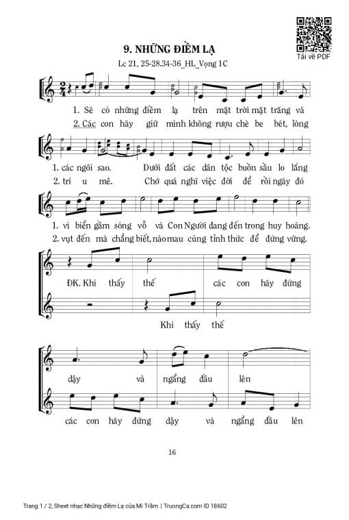 Sheet nhạc PDF bài Những điềm Lạ