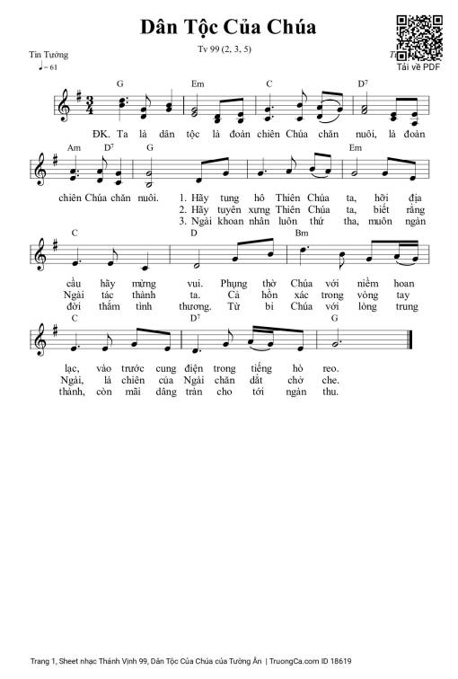 Sheet nhạc PDF bài Thánh Vịnh 99, Dân Tộc Của Chúa