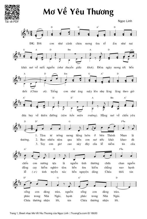 Sheet nhạc PDF bài Mơ Về Yêu Thương