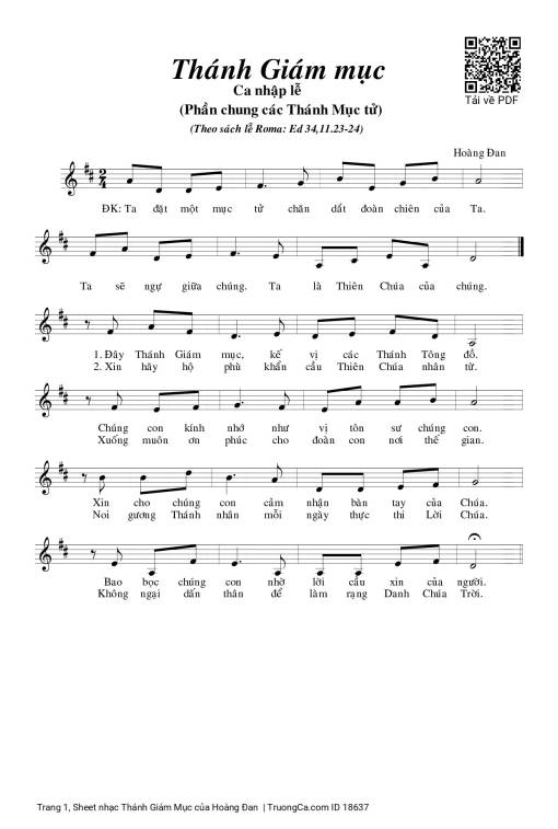 Sheet nhạc PDF bài Thánh Giám Mục