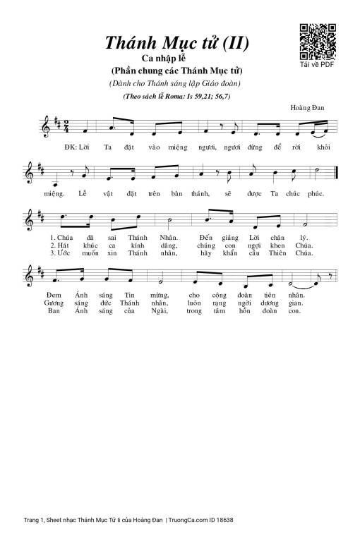 Sheet nhạc PDF bài Thánh Mục Tử Ii
