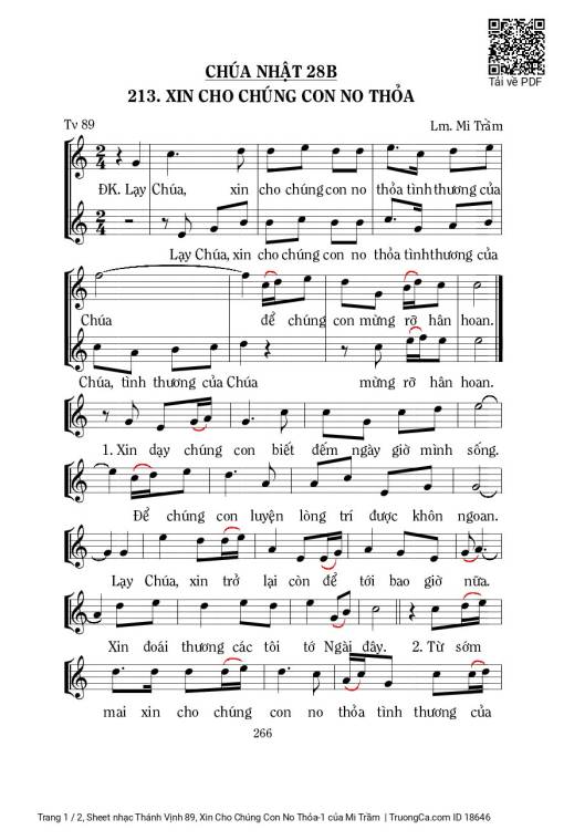 Sheet nhạc PDF bài Thánh Vịnh 89, Xin Cho Chúng Con No Thỏa-1