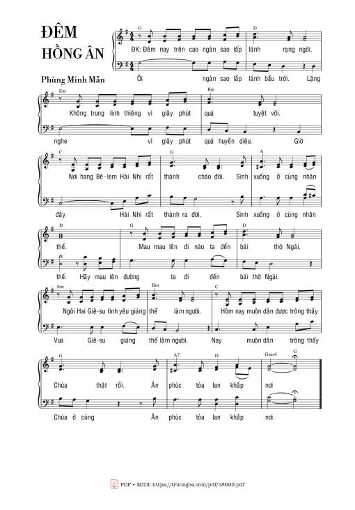 Sheet nhạc PDF bài Đêm Hồng ân (4 Bè)