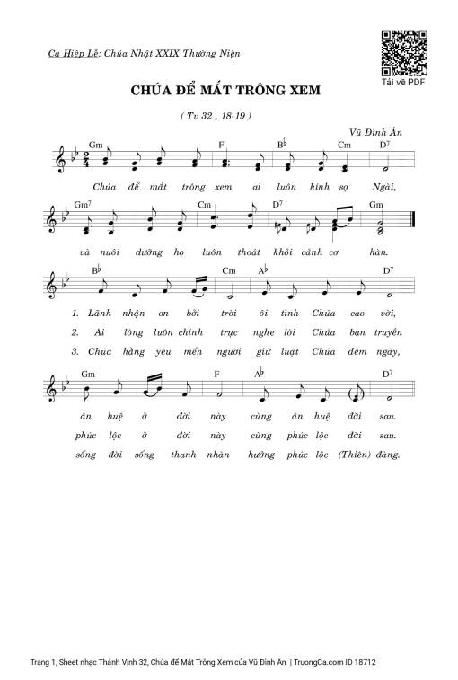 Thánh Vịnh 32, Chúa để Mắt Trông Xem