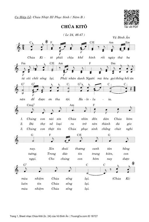 Sheet nhạc PDF bài Chúa Kitô (lc. 24)
