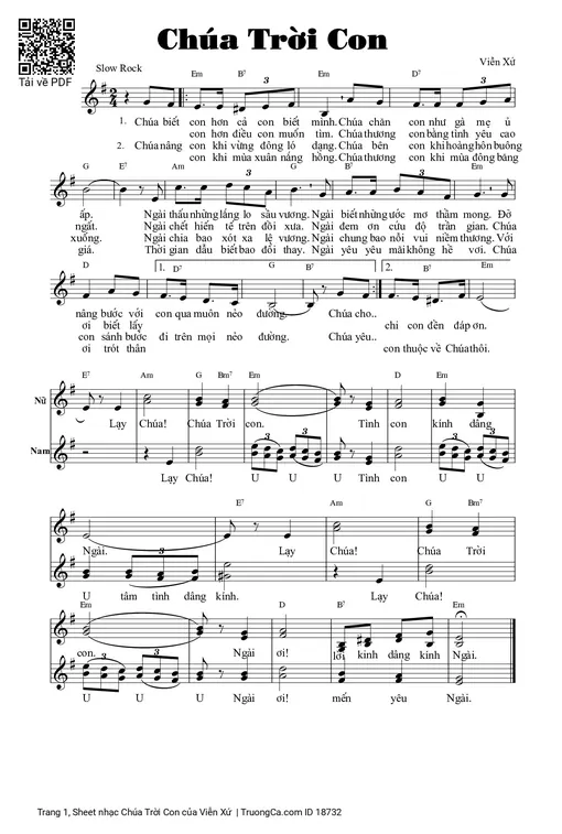 Sheet nhạc PDF bài Chúa Trời Con