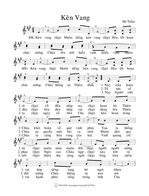 Sheet nhạc PDF bài Kèn Vang - Lm. Mi Trầm