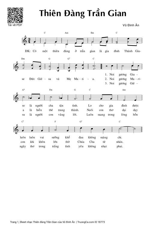 Sheet nhạc PDF bài Thiên đàng Trần Gian