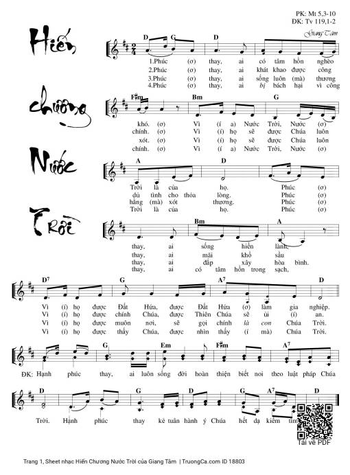 Sheet nhạc PDF bài Hiến Chương Nước Trời