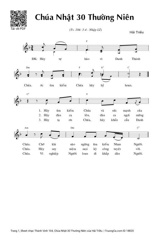 Thánh Vịnh 104, Chúa Nhật 30 Thường Niên