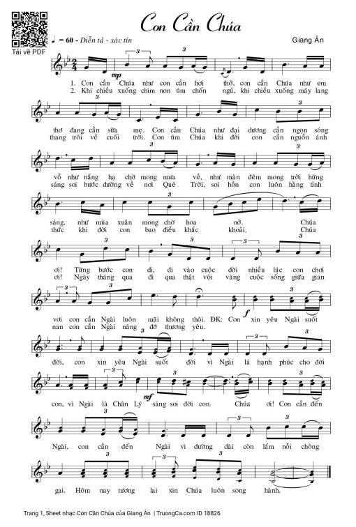 Sheet nhạc PDF bài Con Cần Chúa