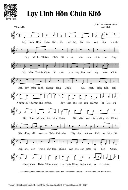 Lạy Linh Hồn Chúa Kitô