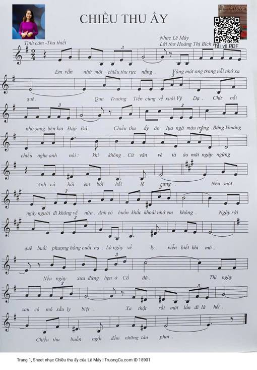 Sheet nhạc PDF bài Chiều thu ấy