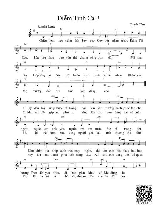 Sheet nhạc PDF bài Diễm tình ca 3