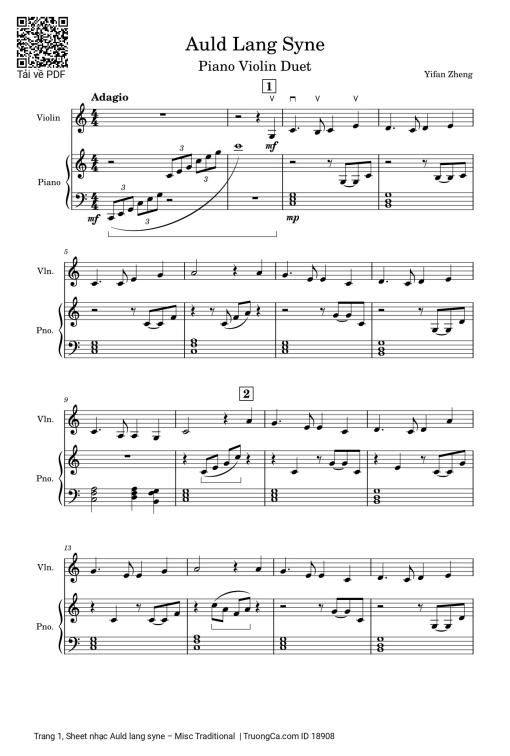 Auld lang syne Piano Violin