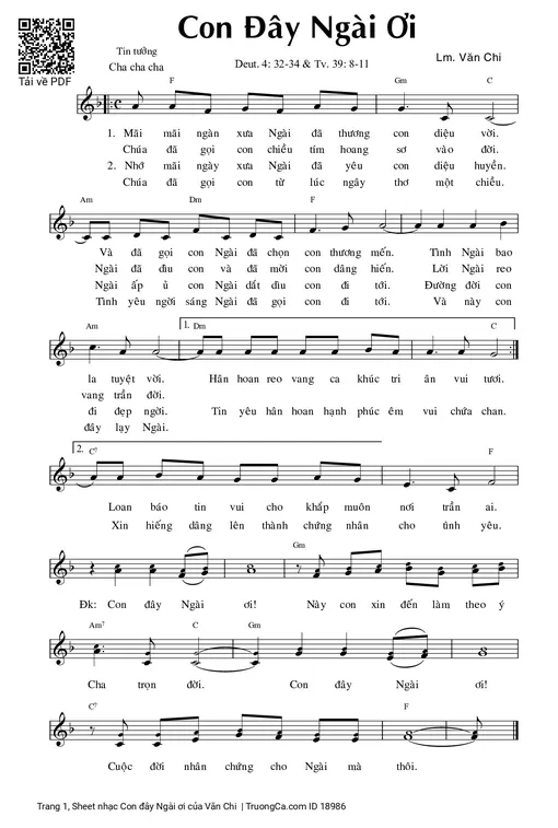 Sheet nhạc PDF bài Con đây Ngài ơi