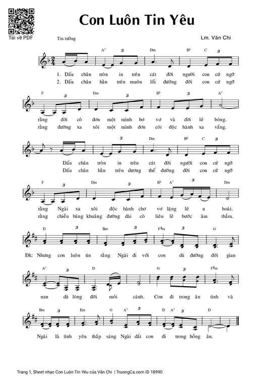 Sheet nhạc PDF bài Con Luôn Tin Yêu