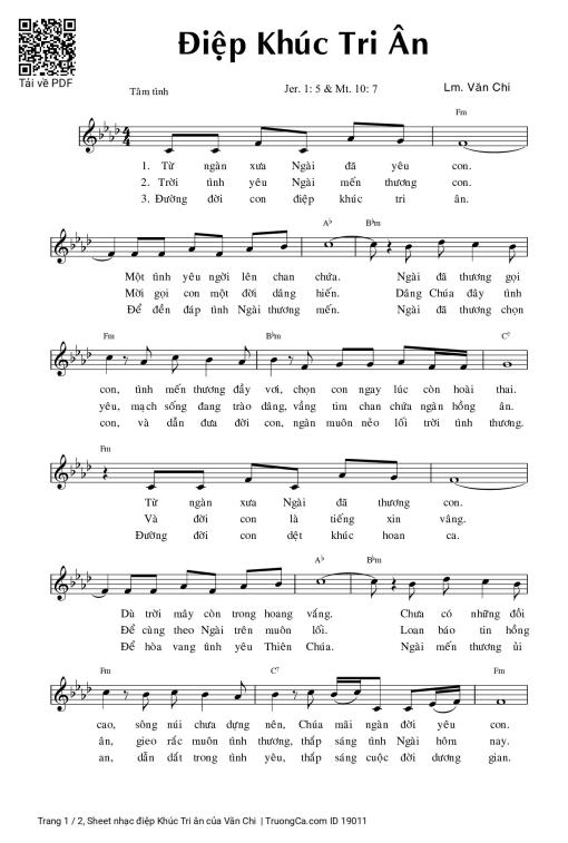Sheet nhạc PDF bài điệp Khúc Tri ân